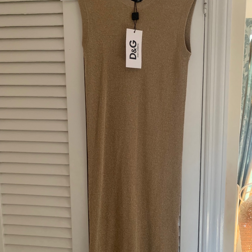 Dolce and Gabbana gold knit dress